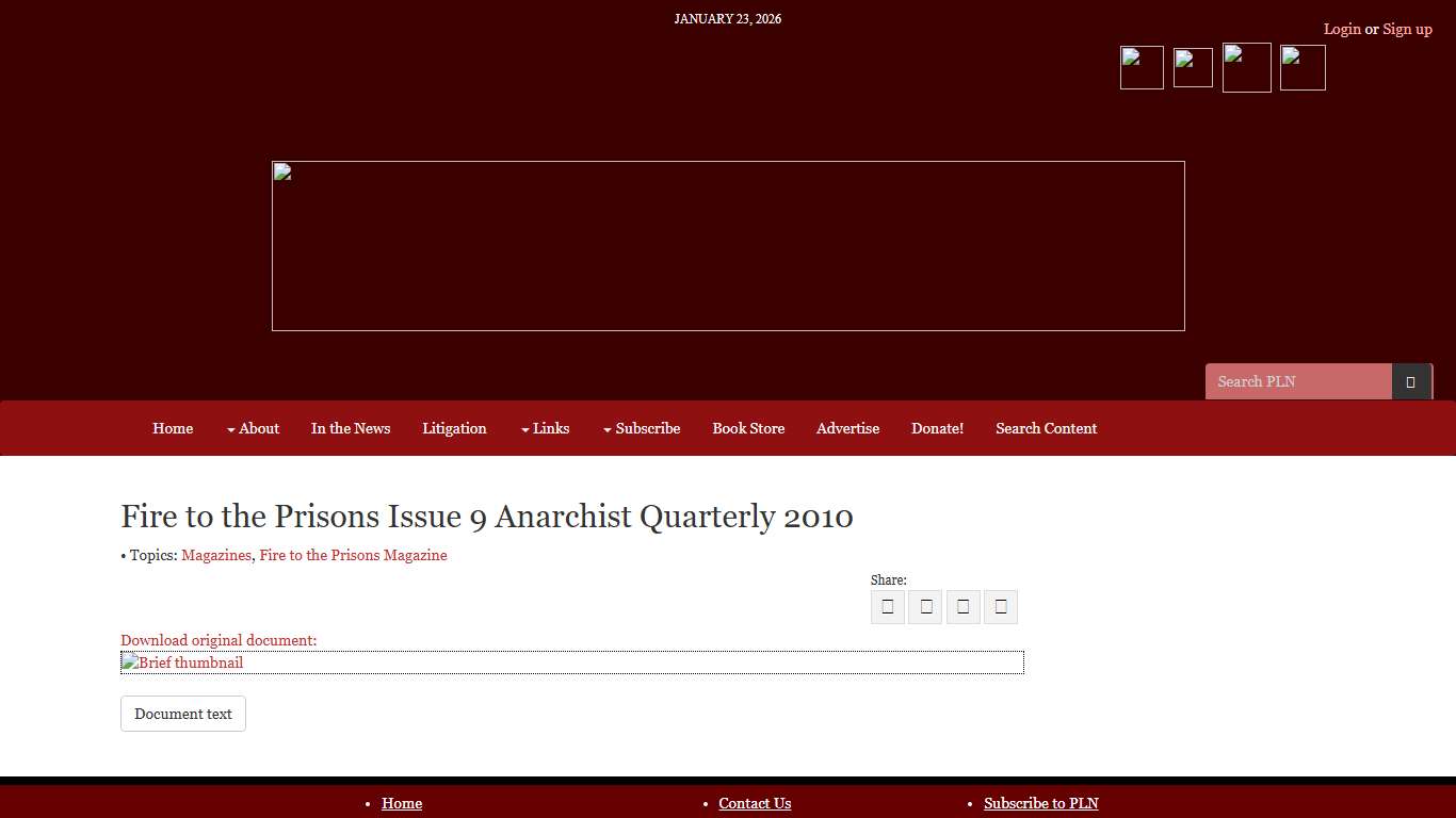 Fire to the Prisons Issue 9 Anarchist Quarterly 2010 Prison Legal News